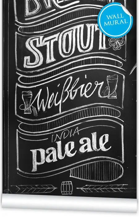 Chalkboard-Style Beer Bar Wall Mural 1