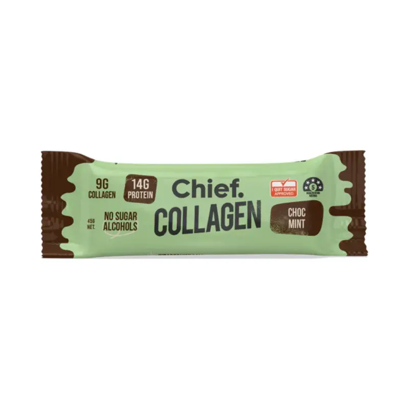 Chief Collagen Protein Bar – Mint Chocolate, 45G Grass-Fed Collagen Snack 1