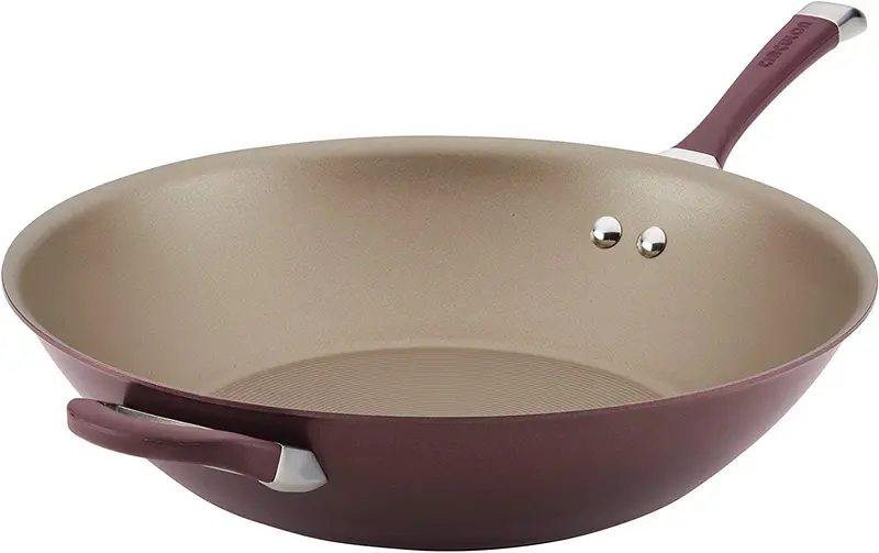 Circulon Symmetry 14-Inch Hard-Anodized Wok With Helper Handle In Red 1