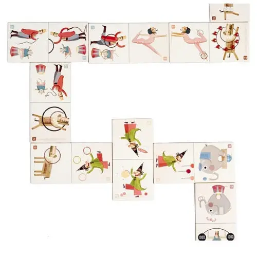 Circus-Themed Wooden Domino Set 1