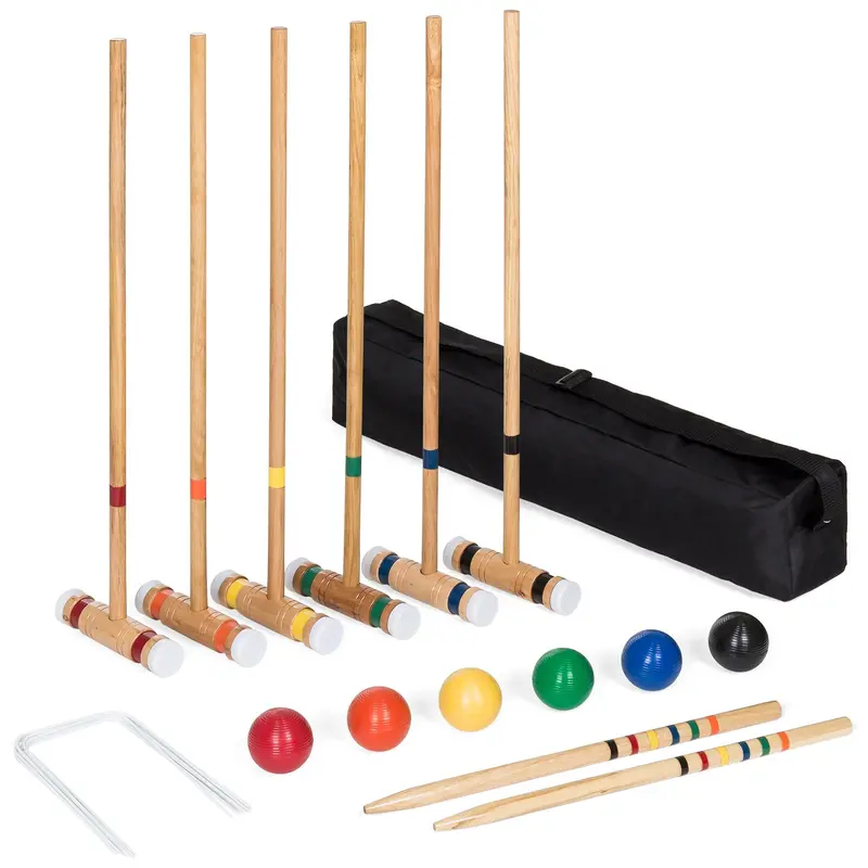 Classic Wooden Croquet Set For 6 Players – Includes Carry Case 1