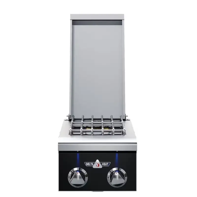 Delta Heat 12-Inch Built-In Dual Gas Side Burner With Black Control Panel 1