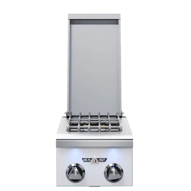 Delta Heat 12-Inch Built-In Dual Gas Side Burner With White Control Panel 1
