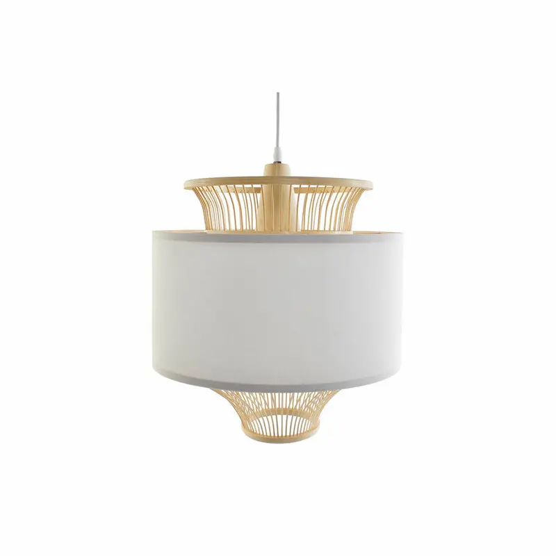 Dkd Bamboo-Style Ceiling Lamp – White Polyester Shade (40X40X52 Cm) 1