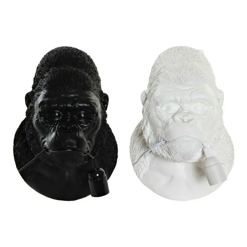 Dkd Home Decor Gorilla Wall Lamp – Modern Resin Fixture, Black & White, 220V/50W (Sold As Pair) 1
