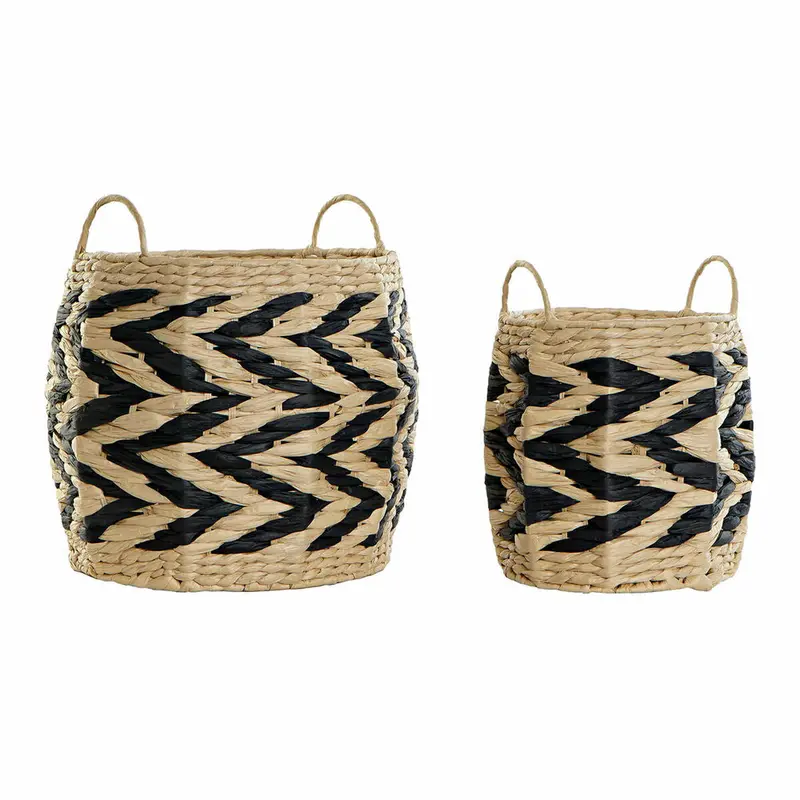 Dkd Home Decor Natural Fibre Basket Set – Black & Light Brown, 2-Piece 1