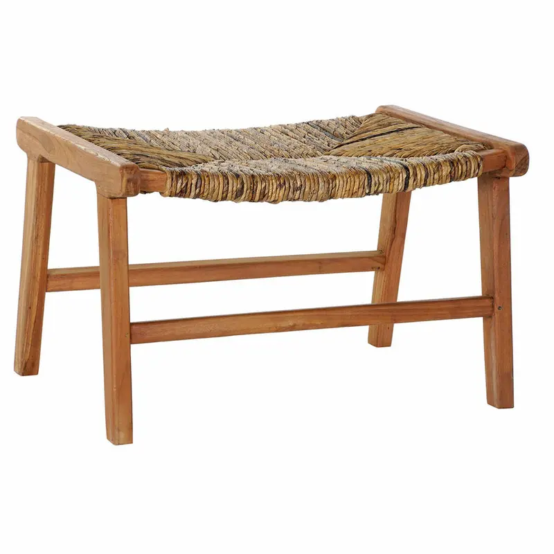 Dkd Home Decor Teak-Look Bench – 65X47X40Cm Light Brown Plastic Frame 1