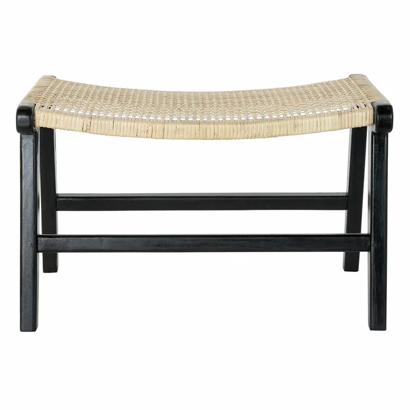 Dkd Home Decor Teak Wood Bench – 65X47X40Cm Natural Finish With Black Accents 1