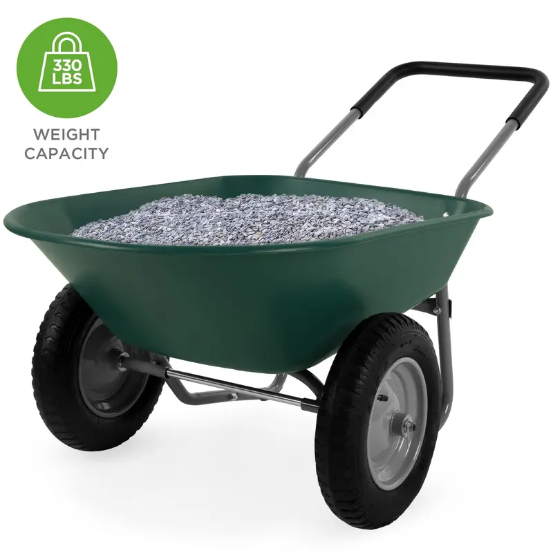 Dual-Wheel Garden Wheelbarrow – Heavy-Duty Steel Cart For Yard And Landscaping Tasks 1