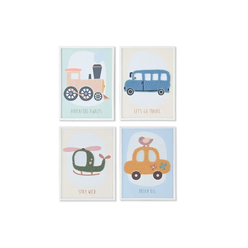Esprit Abstract Canvas Wall Art Set – Yellow & Blue, 30 × 1.8 × 40 Cm (4-Piece Decor Bundle) 1