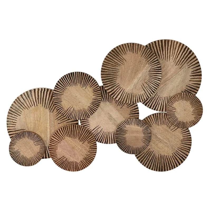 Esprit Wall Art – Natural Wood Circles, Modern Abstract, 84 X 56 X 4.5 Cm 1