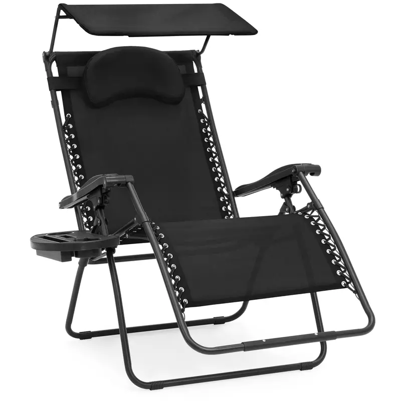 Extra-Large Zero Gravity Recliner With Built-In Canopy, Cup Holder, And Folding Frame 2