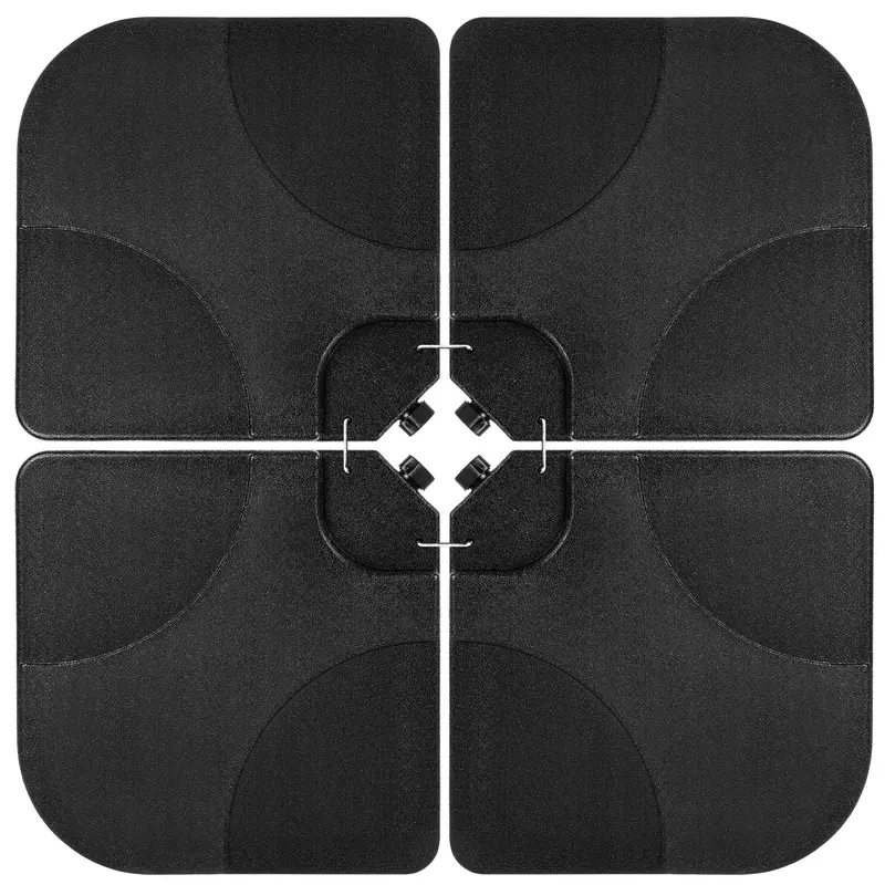Four-Piece Cantilever Patio Umbrella Base Kit – Square Steel Plate Stand Set 1