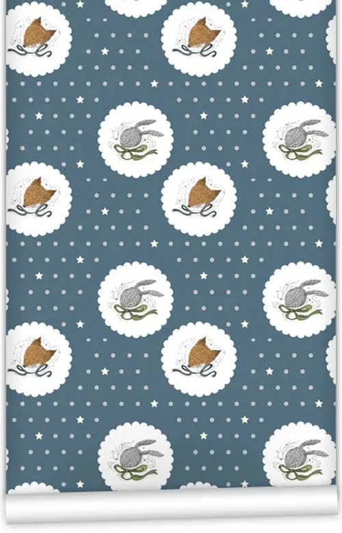 Fox And Rabbit Pattern Wallpaper Roll – 61.5 Cm × 10 M 1