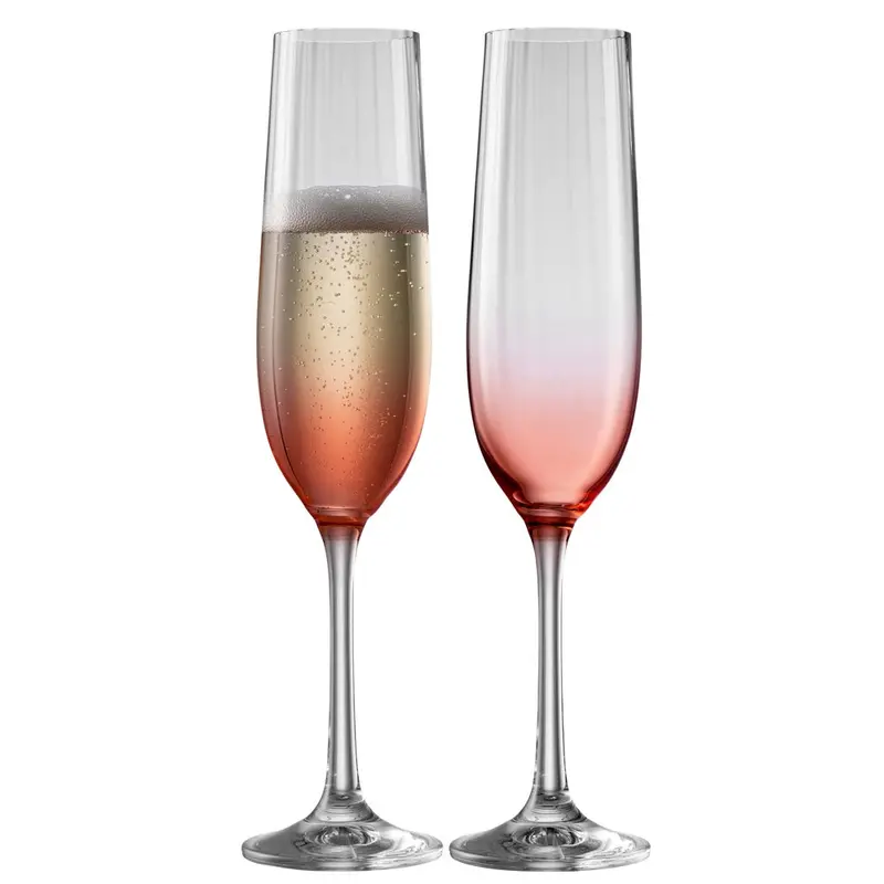 Galway Crystal Erne Flute Pair – Blush-Tinted Crystal Champagne Glasses 1