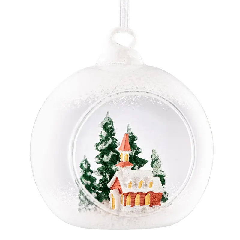 Galway Living Church Scene Bauble – Detailed Ceramic Christmas Ornament 1