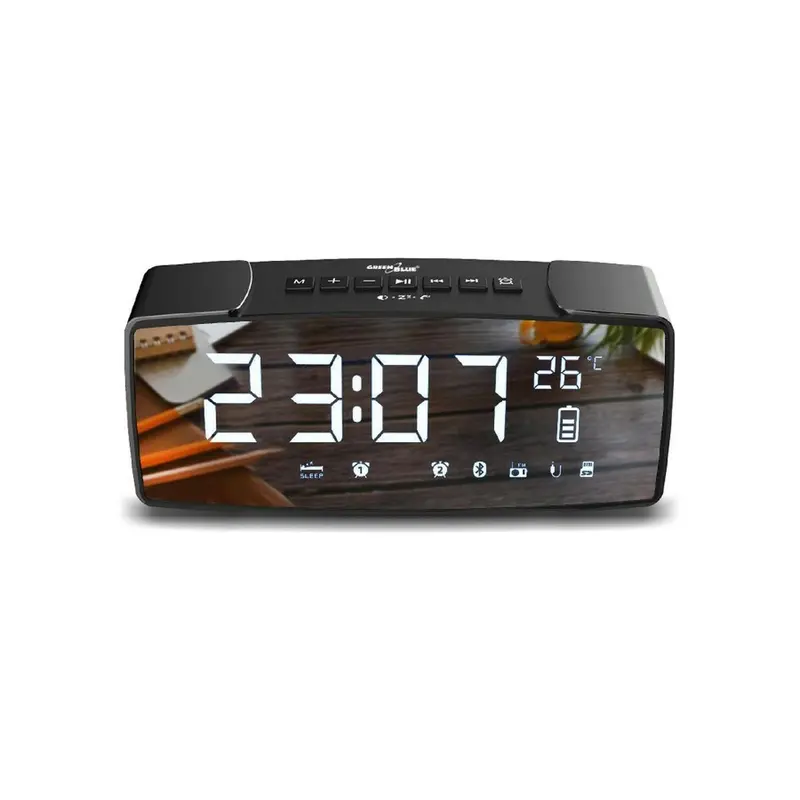 Greenblue 62917 Minimalist Monochrome Alarm Clock – Black/Grey 1