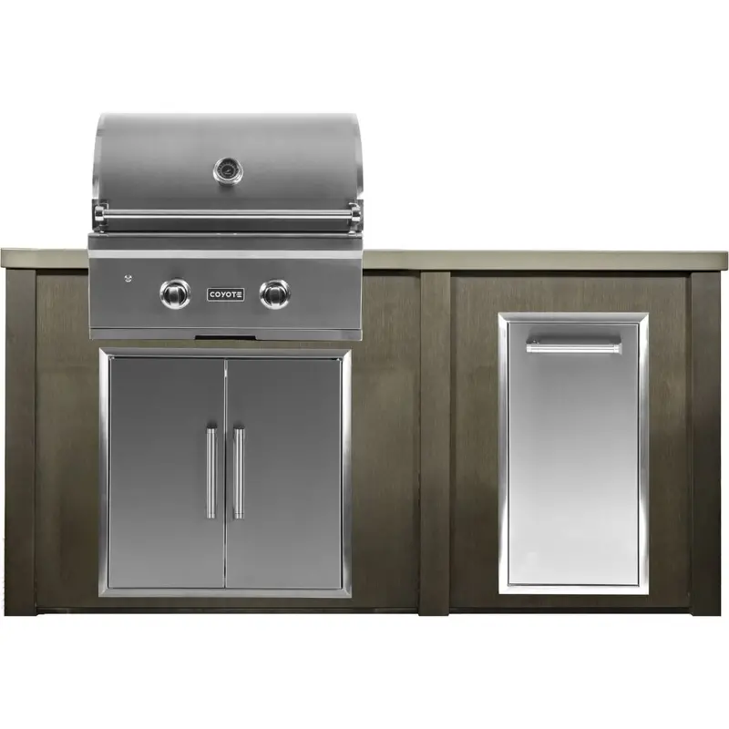 Haven 5.5-Foot Outdoor Kitchen Island Featuring Coyote Trash Center And 28-Inch Gas Grill 1