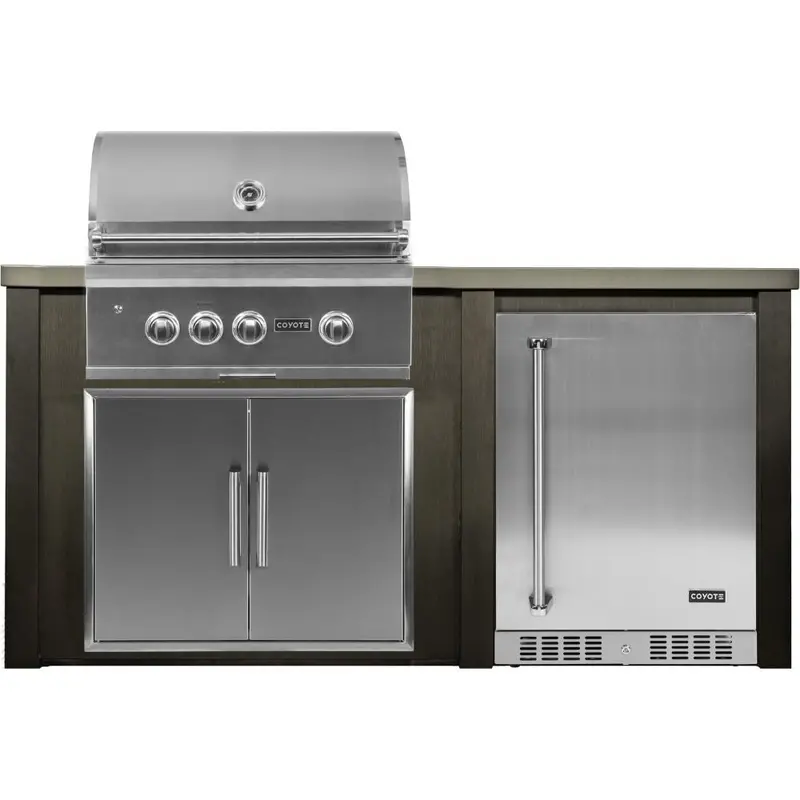 Haven 6-Foot Outdoor Kitchen Island With Coyote 24-Inch Refrigerator And 30-Inch S-Series Gas Grill 1