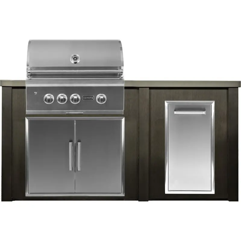 Haven 6-Foot Outdoor Kitchen Island With Coyote Trash Center And 30-Inch S-Series Gas Grill 1