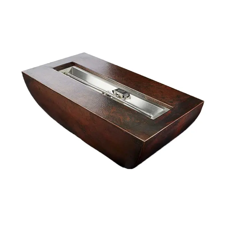 Hpc Fire Hammered Copper Phoenix Rectangular Trough Fire Bowl – 47" X 25" 1