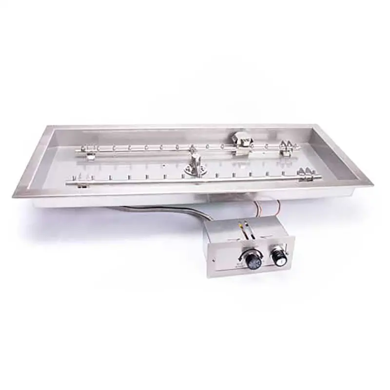 Hpc Fire Rectangle Drop-In Torpedo Fire Pit Burner Kit Featuring Push Button Ignition 1