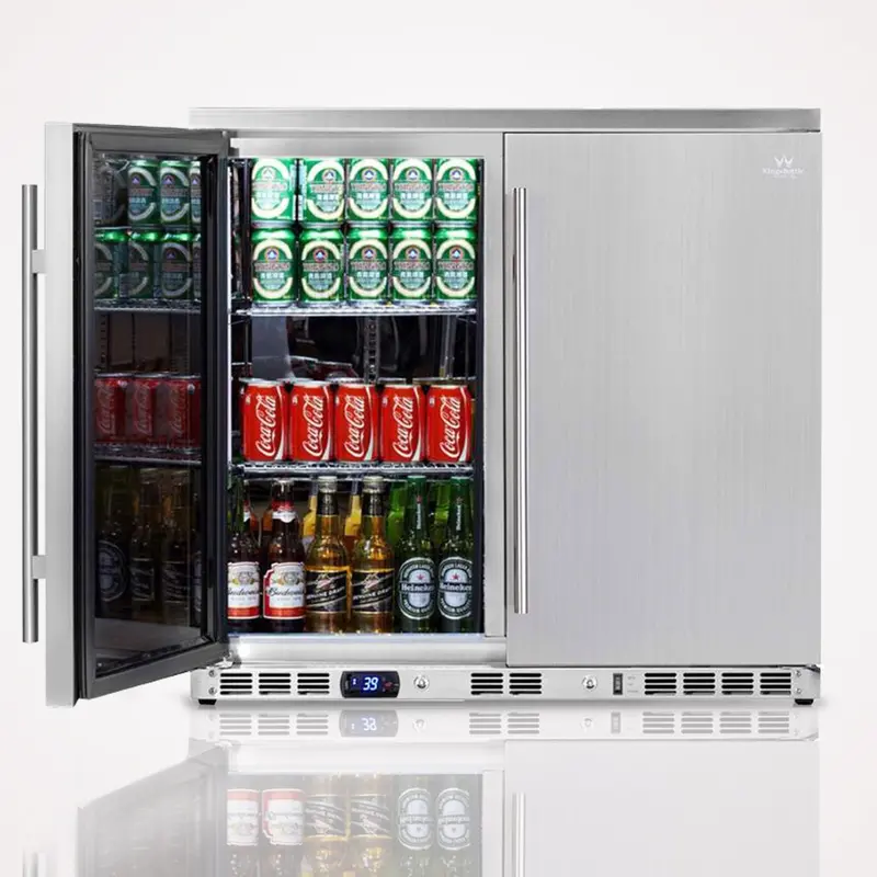 Kingsbottle 36-Inch Double-Door Stainless Steel Outdoor Refrigerator 1