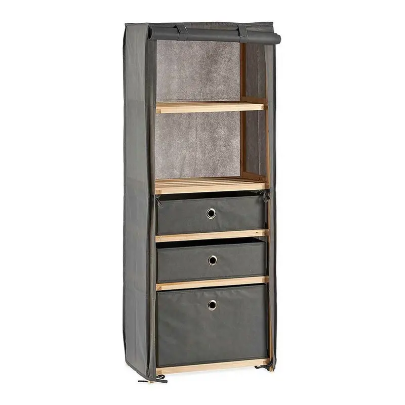 Kipit Brown & Grey Floating Shelf – Wood And Fabric Composite, 113 Cm Length 1