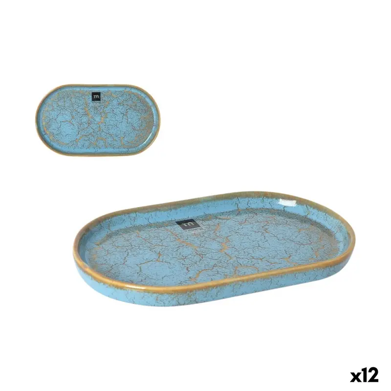La Mediterránea Scratch Blue Oval Serving Platter – 25.3 X 13.5Cm, Pack Of 12 1