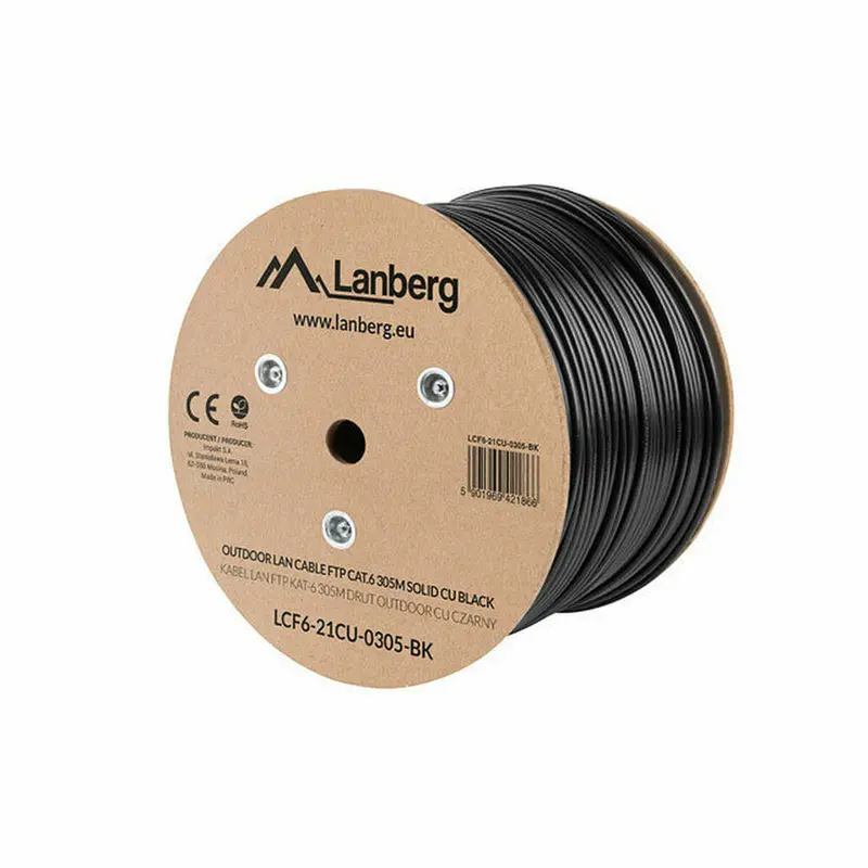 Lanberg Lcf6-21Cu-0305-Bk Cat6 Rigid Network Cable – 305 M Black Ethernet Cable 1