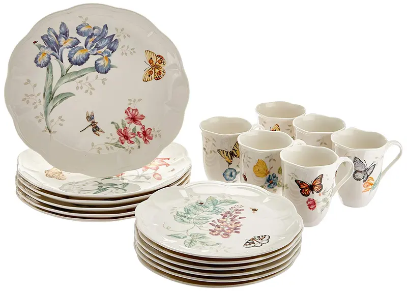 Lenox Butterfly Meadow 18-Piece Dinnerware Set – Serves 6, Floral Pattern 1