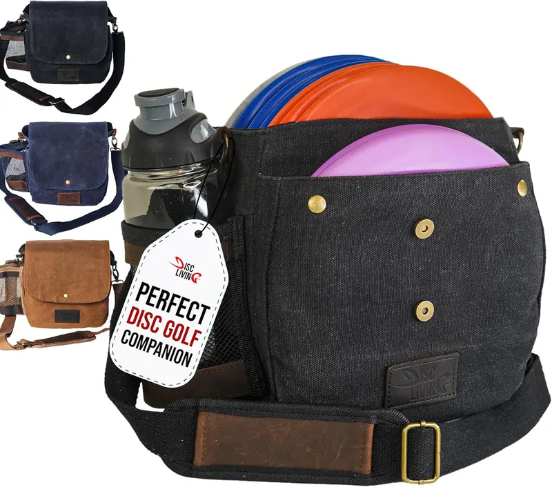 Lightweight Disc Golf Bag – Waxed Canvas Design With Bottle Holder & Belt Loop 1