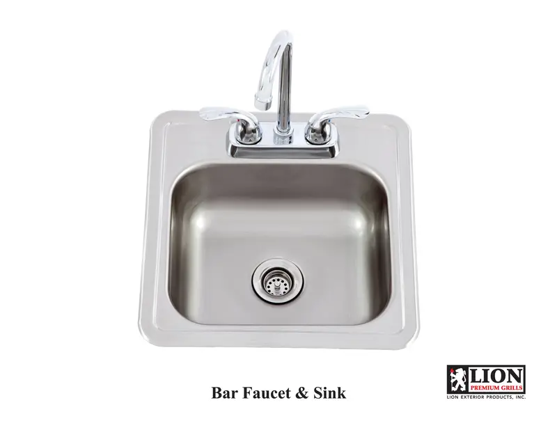 Lion 15" X 15" Outdoor-Rated Stainless Sink With Dual-Temp Faucet 1