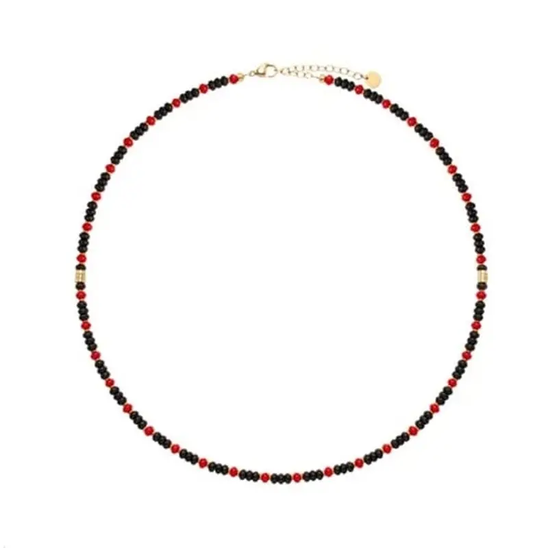 Liu Jo Mlj675 Black And Red Leather Men'S Necklace 1