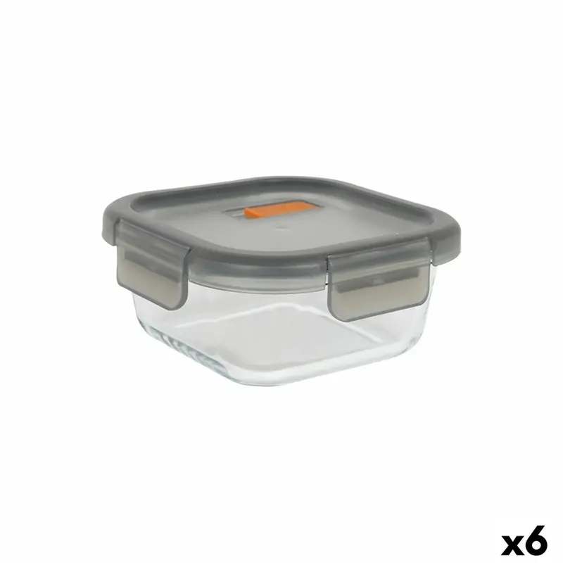 Masterchef Airtight Square Lunch Container – Grey Transparent Design, 1.1L Capacity (6-Pack) 1
