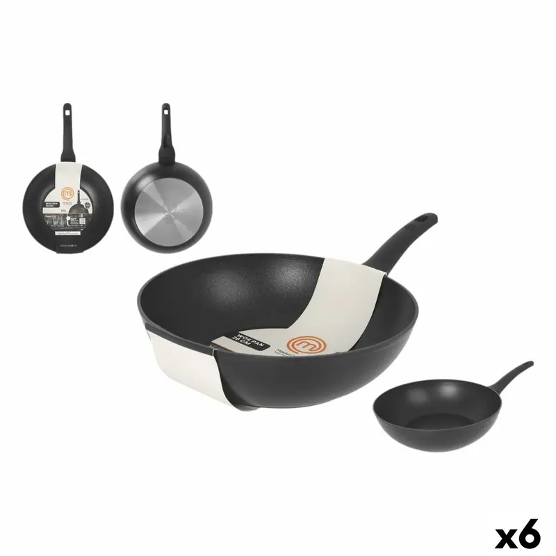 Masterchef Professional Wok – 28 Cm, Reinforced Construction, 6-Unit Bundle 1