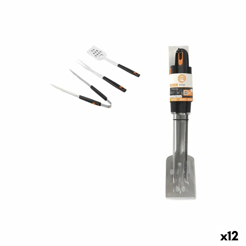 Masterchef Stainless Steel Barbecue Tool Set – 3-Piece Grilling Essentials, 12-Unit Pack 1