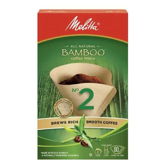 Melitta Bamboo Cone #2 Compostable Coffee Filters – 100 Count 1