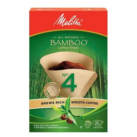 Melitta Bamboo Fiber Cone #4 Coffee Filters – Eco-Friendly, 100% Compostable 1