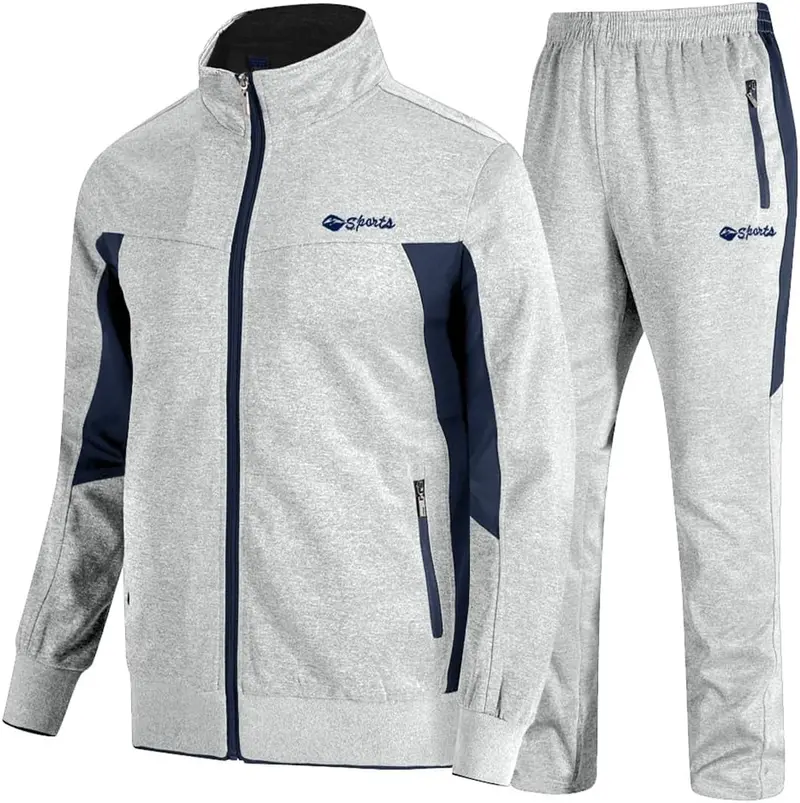 Men'S 2-Piece Track Suit – Full-Zip Sweatshirt And Jogger Set For Casual Or Athletic Wear 1