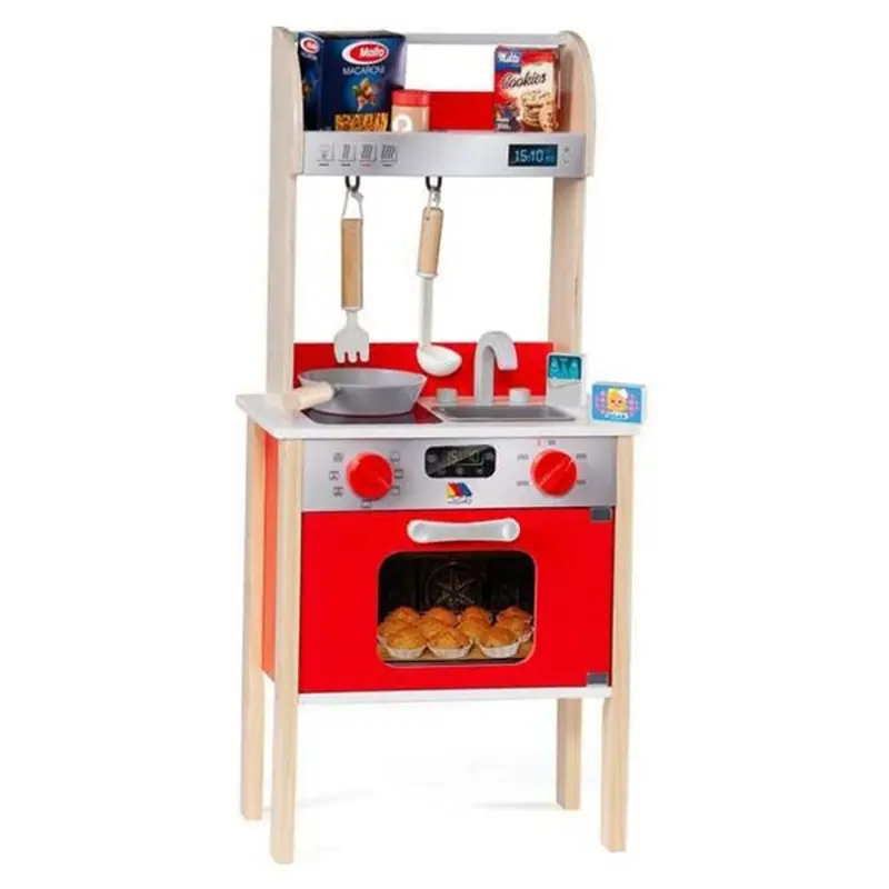Moltò Wooden Toy Kitchen Set In Red – 10-Piece Playset 1