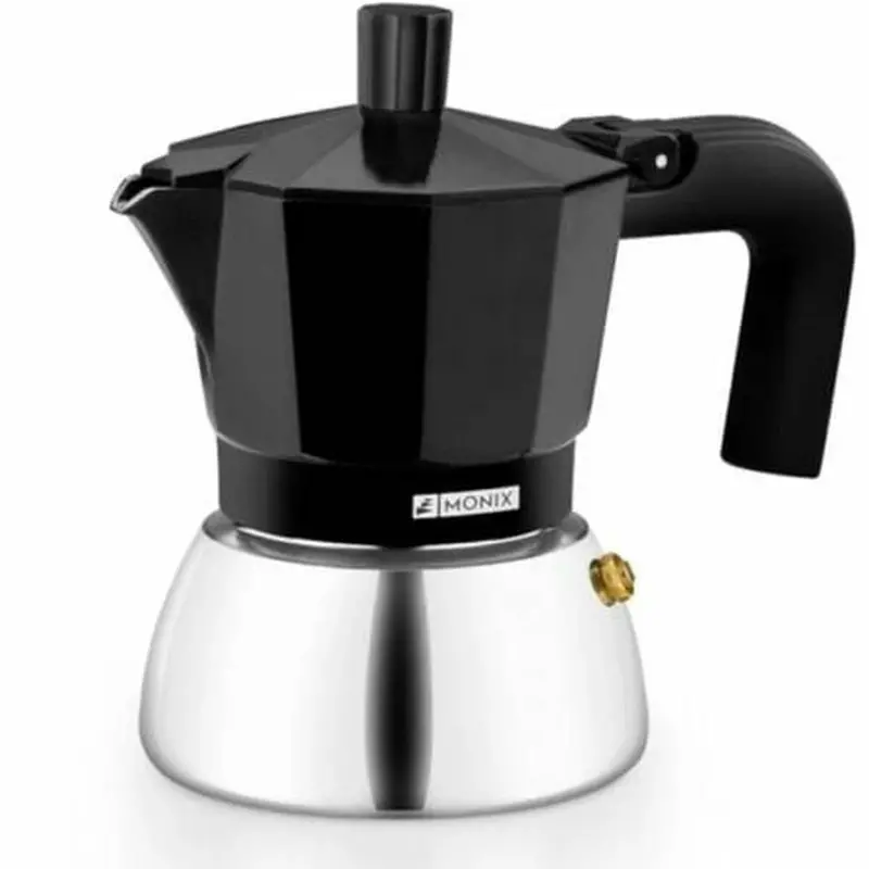 Monix Inox Black 9-Tier Italian Stovetop Espresso Maker – 470 Ml Capacity 1