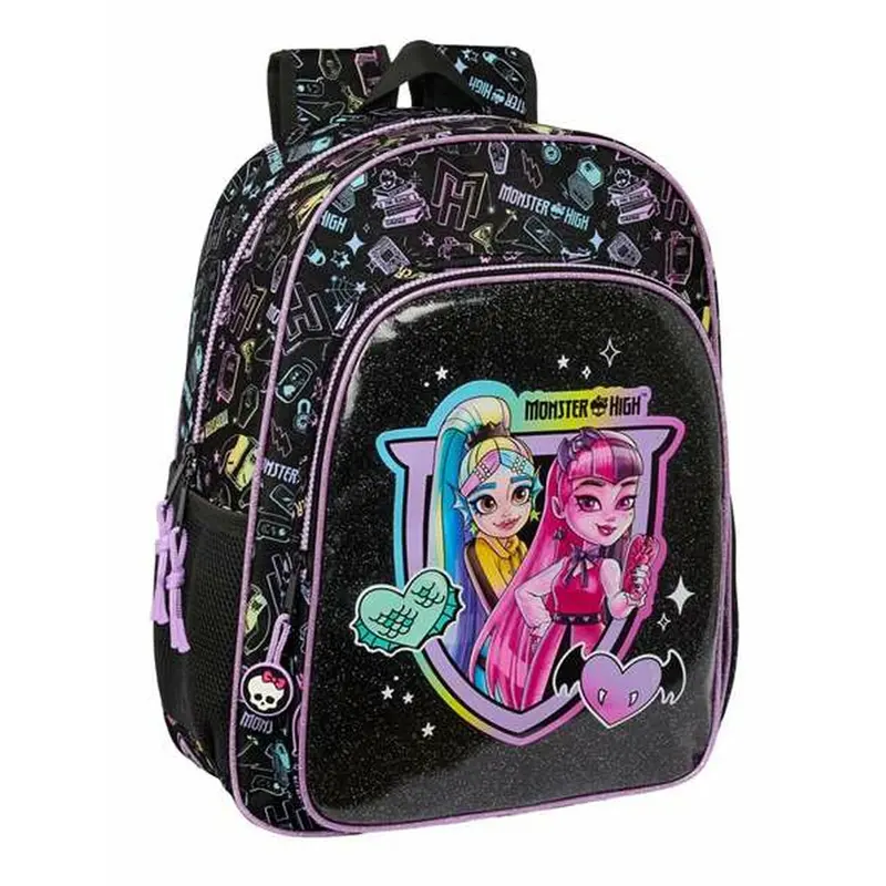 Monster High Classic School Bag – Lightweight Black Rucksack, 33X42X14 Cm 1