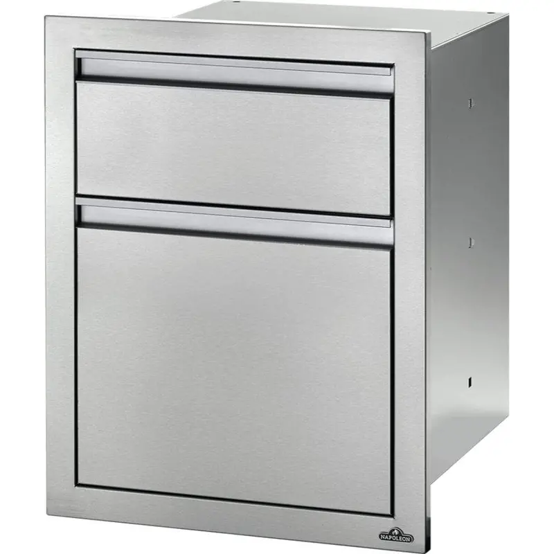 Napoleon 18" Stainless Steel Dual Waste Bin Drawer With Integrated Paper Towel Holder 1