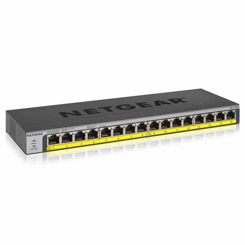 Netgear Gs116Pp 16-Port Gigabit Poe+ Switch – 32 Gbps Throughput, Black Housing 1