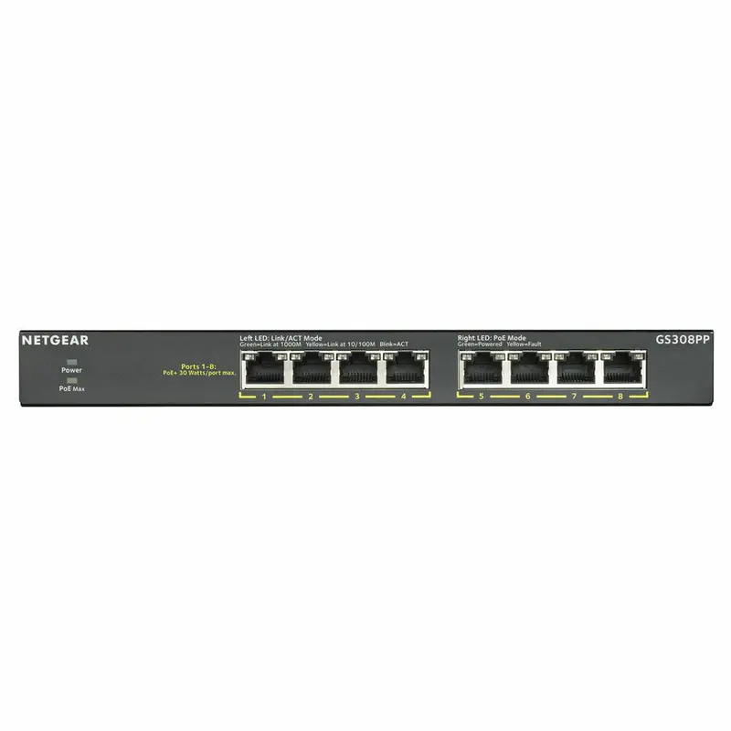 Netgear Gs308Pp 8-Port Gigabit Poe+ Switch – Rj-45 Managed Ethernet Switch 1