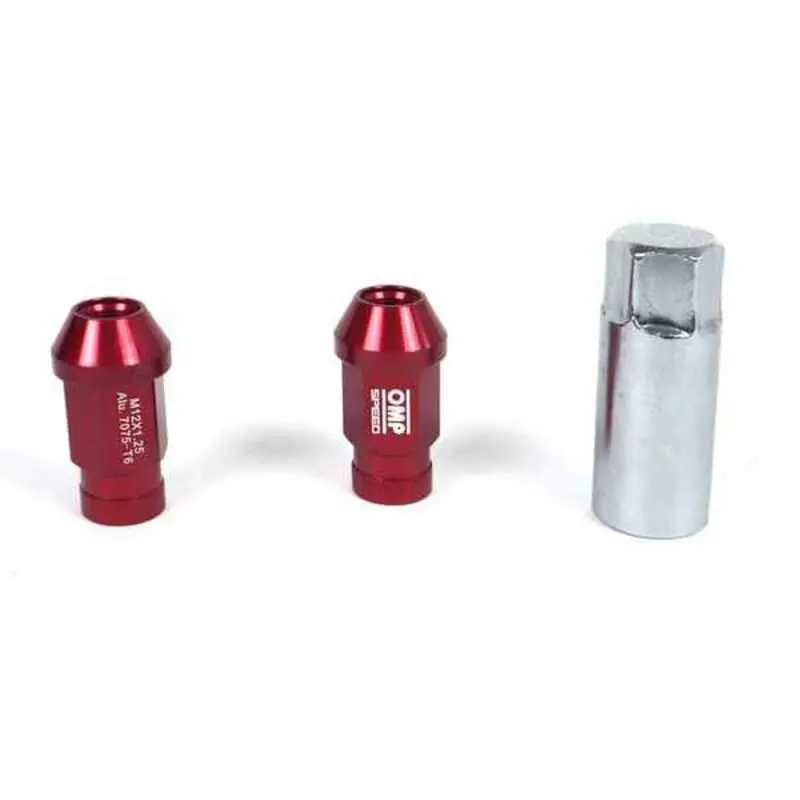 Omp 7075 Aluminum Lock Nuts Set – M14 X 1.5, 40 Mm, 20 Pcs (Red) 1