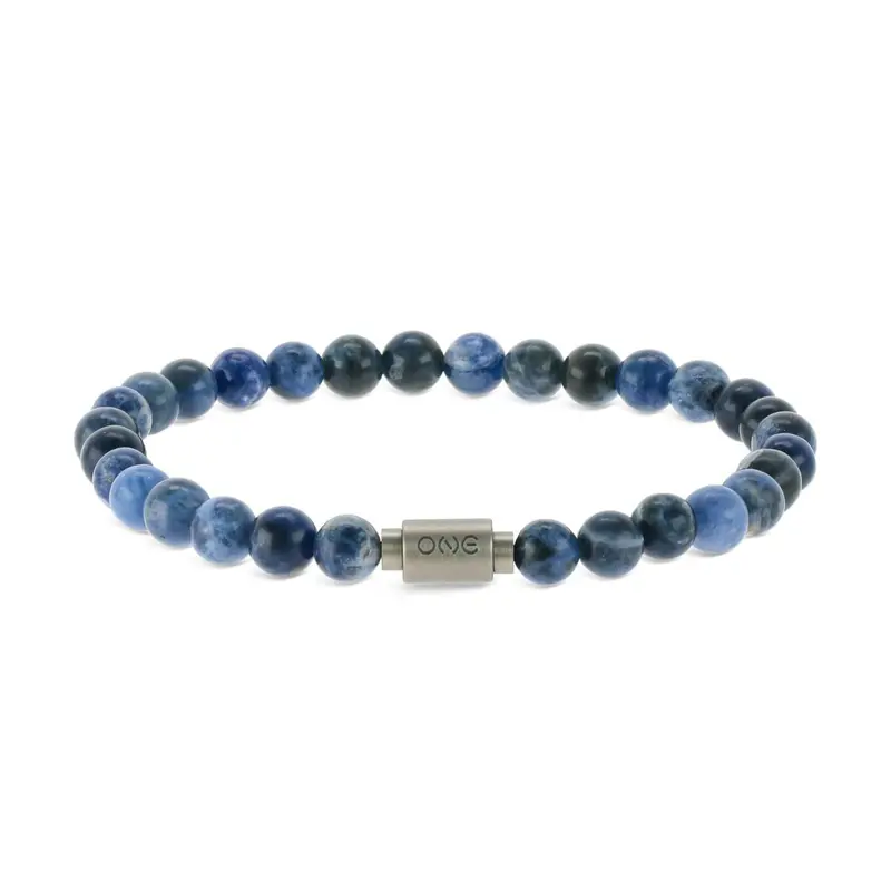 One Jewels Oamb4103Ca Cobalt Blue Metal & Leather Men'S Bracelet 1