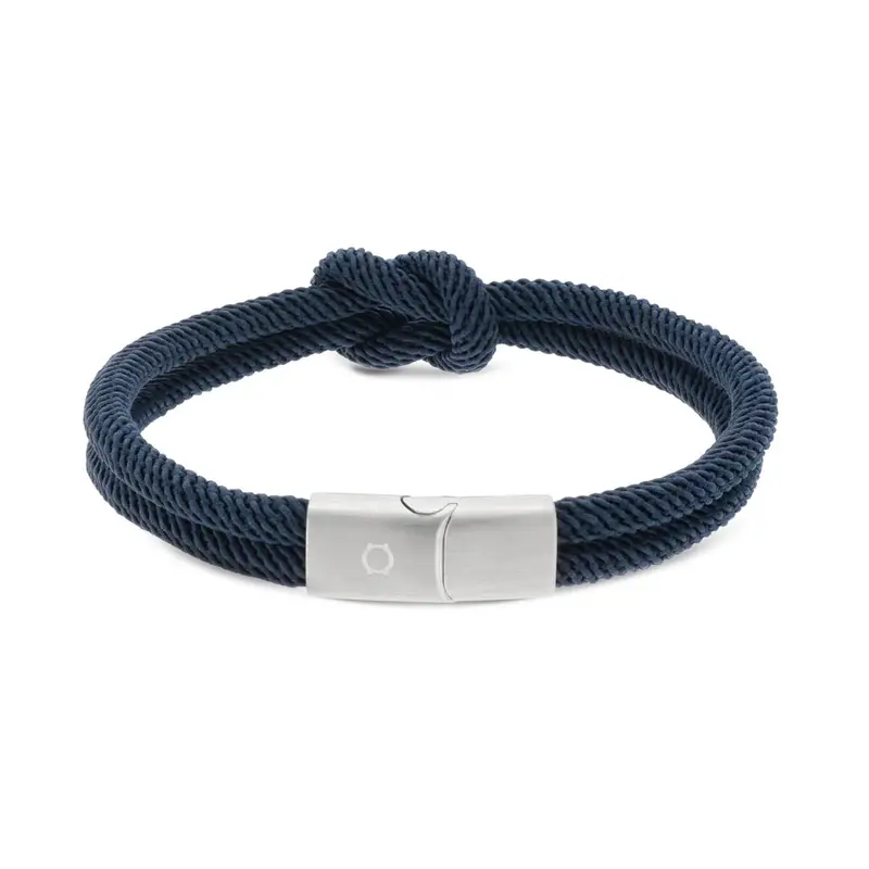One Jewels Oamb4104Ra Blue Leather & Stainless Steel Men'S Bracelet 1