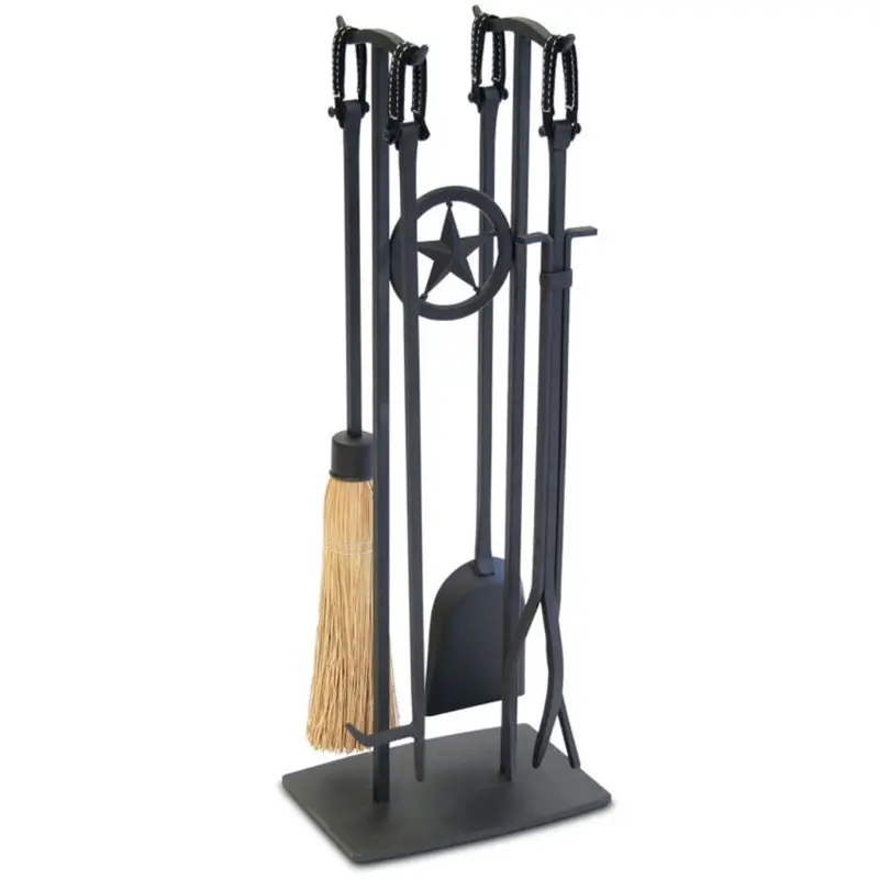 Pilgrim 10-Inch Black Western Star 4-Piece Fireplace Tool Set 1